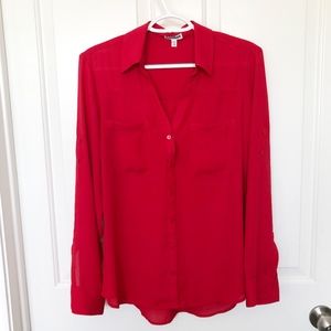 Cherry Red Portofolino Blouse || Express